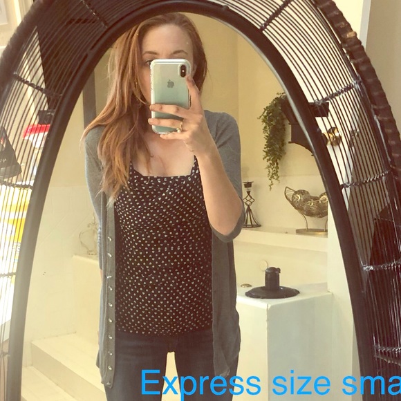 Express Tops - Navy and white polka dot top